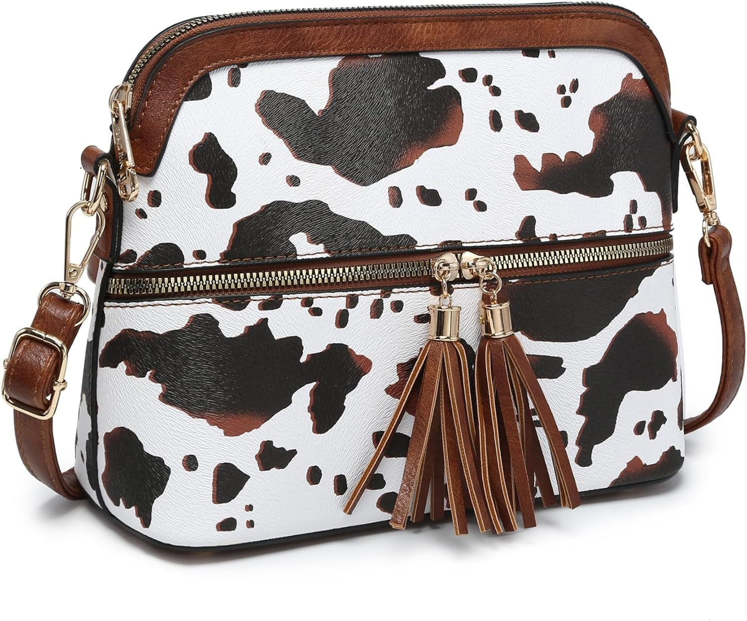Women Tassel Zipper Pocket Crossbody Bag Shoulder Purse Fashion Travel Bag with Multi Pockets