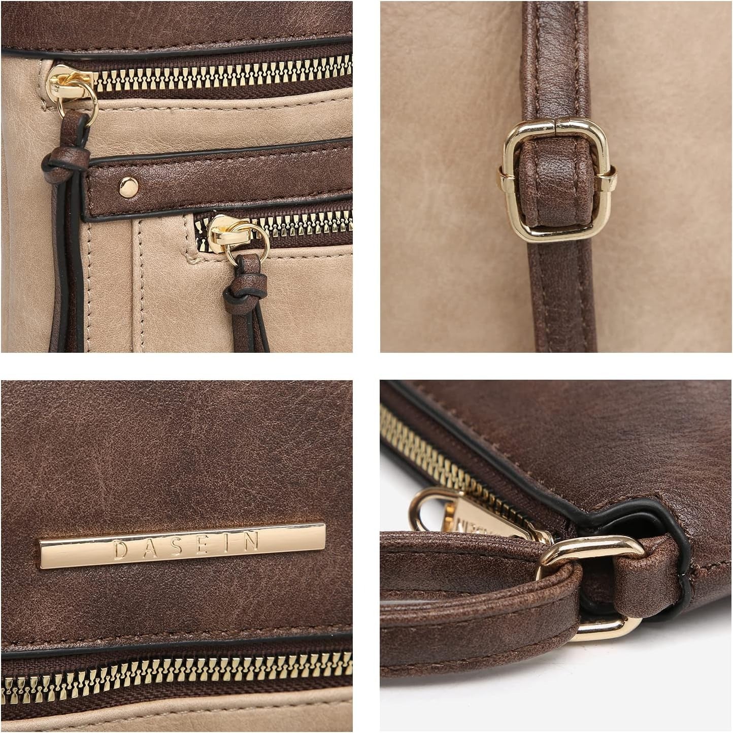 Crossbody Purse for Women Vegan Leather Shoulder Handbags Messenger Bags with Multi Zipper Pockets