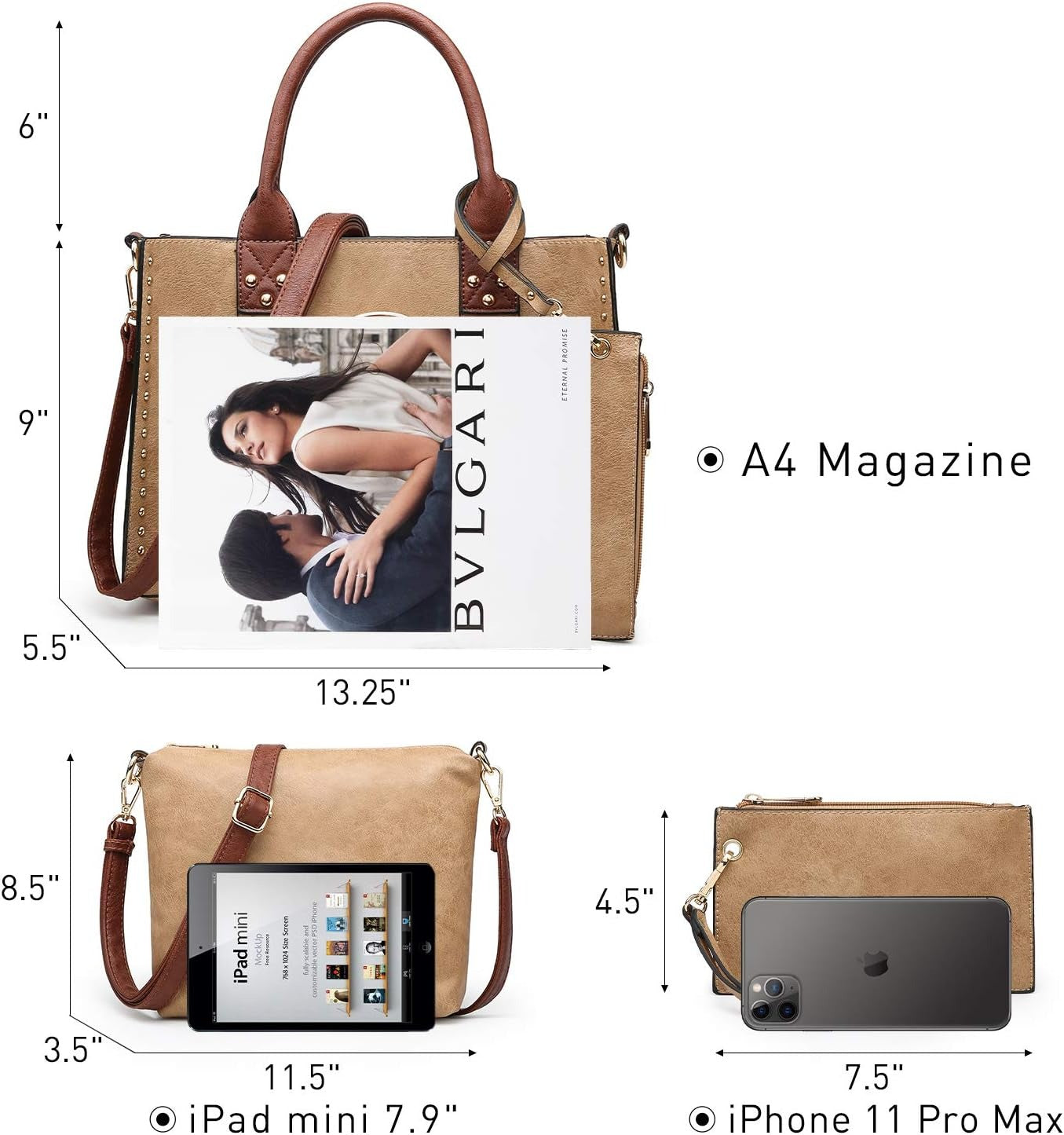 Purses Handbags for Women Tote Wallet Set Top Handle Satchel Shoulder Hobo Bag 3pcs