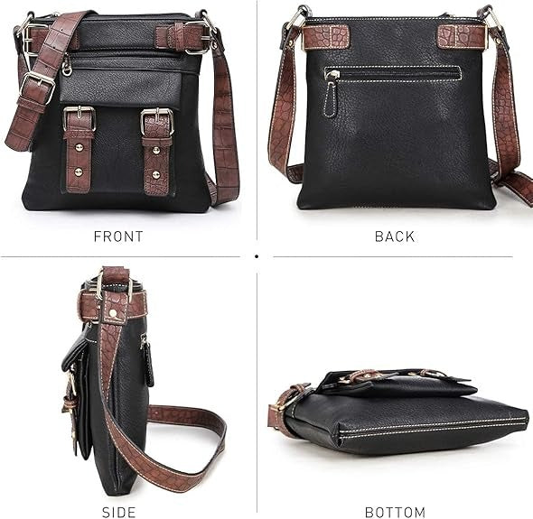 Women Lightweight Crossbody Bags Soft Vegan Leather Messenger Bag Shoulder Bag Travel Purse