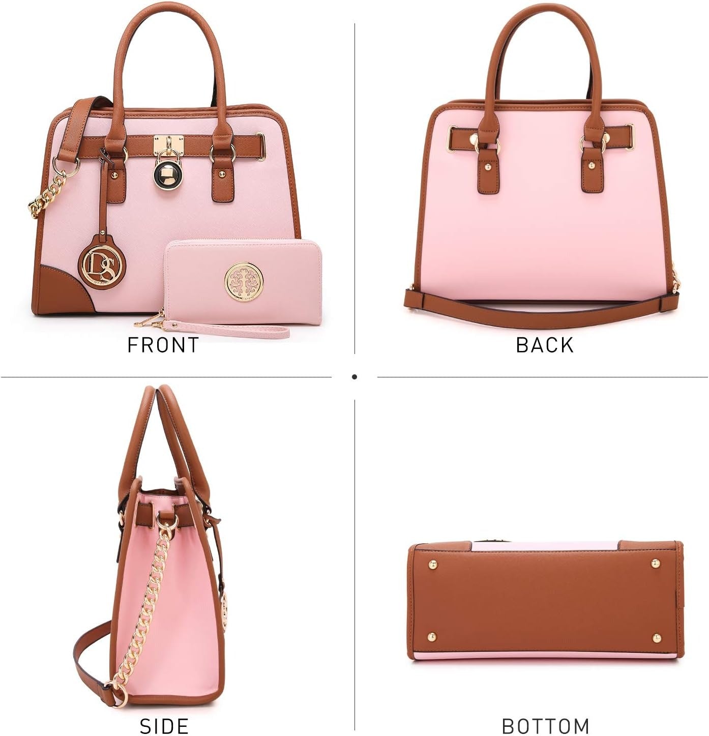 Women Handbags Top Handle Satchel Purse Shoulder Bag Hobo Bag Work Bag Set 2pcs