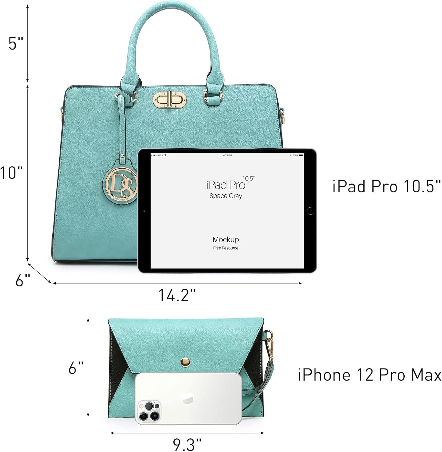 Women Handbags Purses Ladies Work Purse Satchel Tote Top Handle Shoulder Bags with Matching Clutch