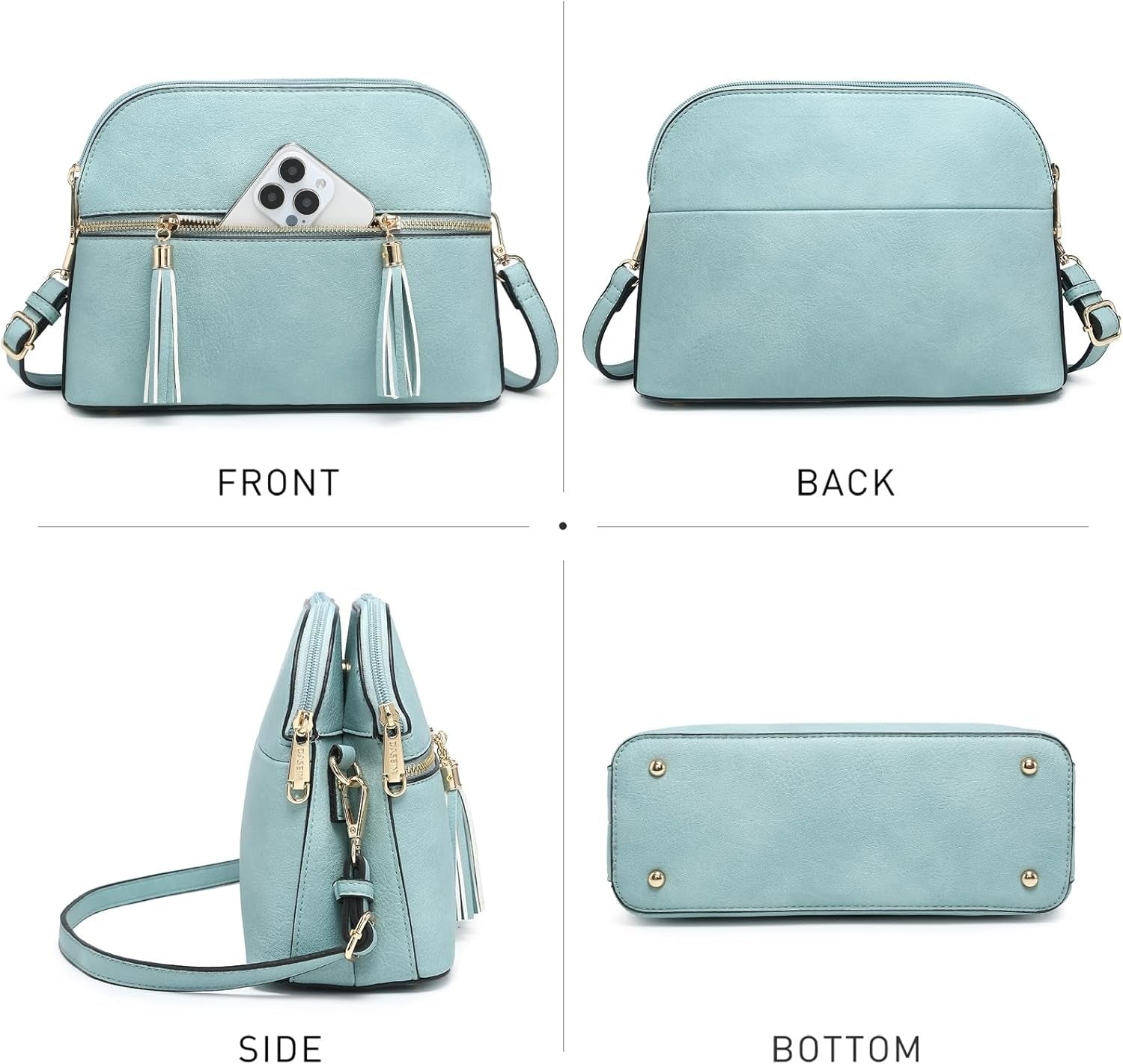 Women Tassel Zipper Pocket Crossbody Bag Shoulder Purse Fashion Travel Bag with Multi Pockets