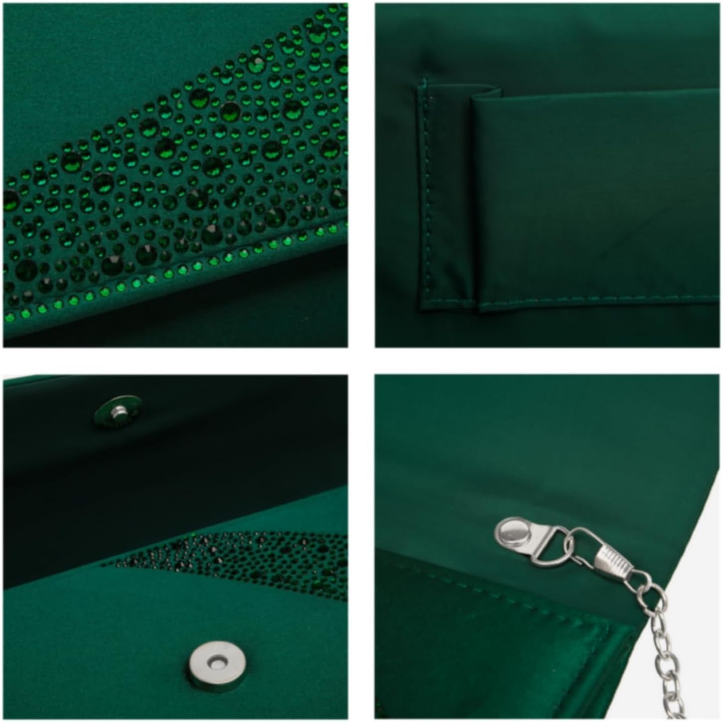 Women's Satin Rhinestone Clutch Evening Bags Sparkle Glitter Shiny Purse Handbag for Party Wedding Cocktail Prom