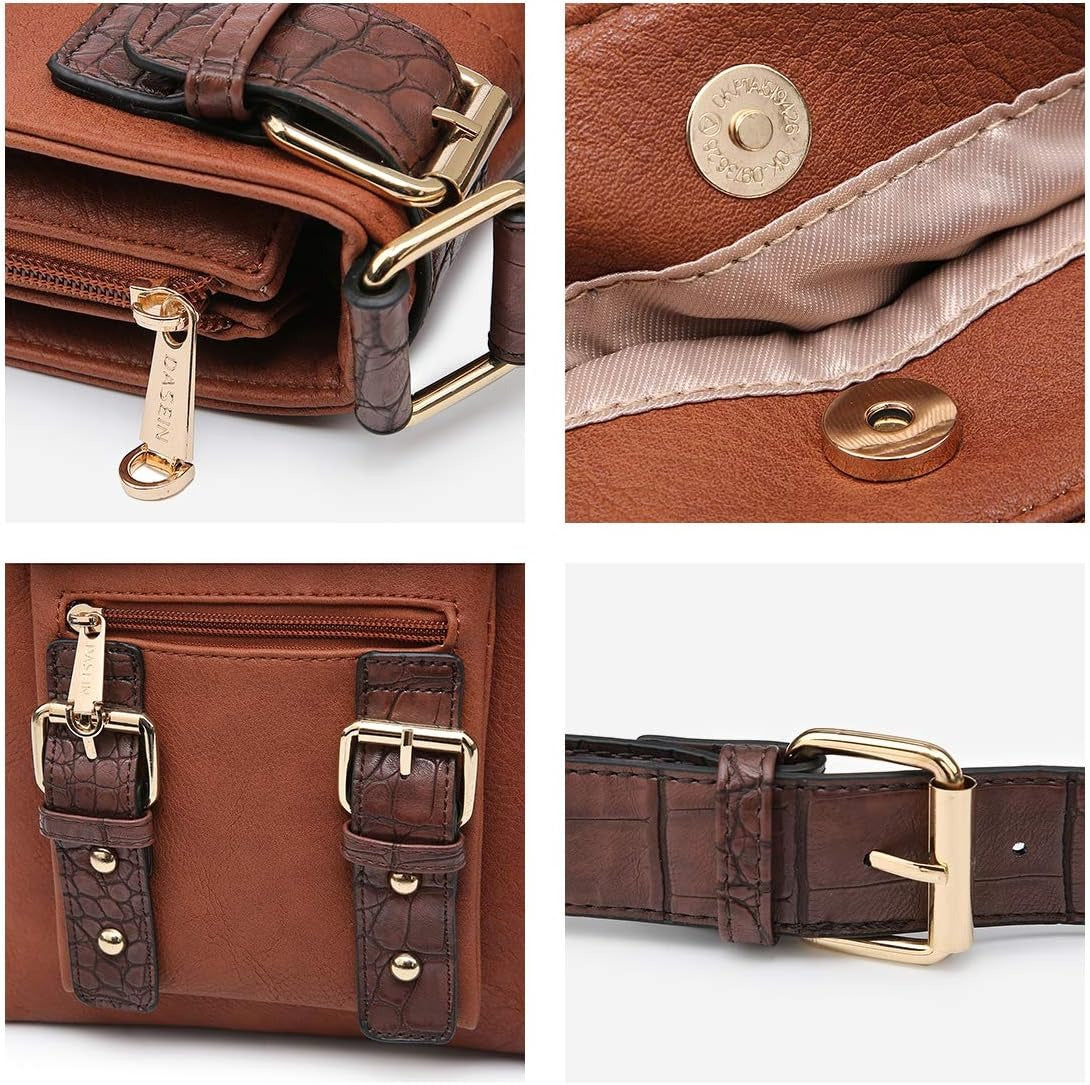 Women Lightweight Crossbody Bags Soft Vegan Leather Messenger Bag Shoulder Bag Travel Purse