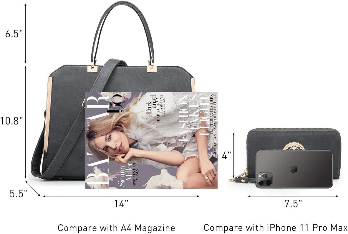Women Purses and Handbags Top Handle Satchel Bags Large Shoulder Work Bag Tote with Wallet