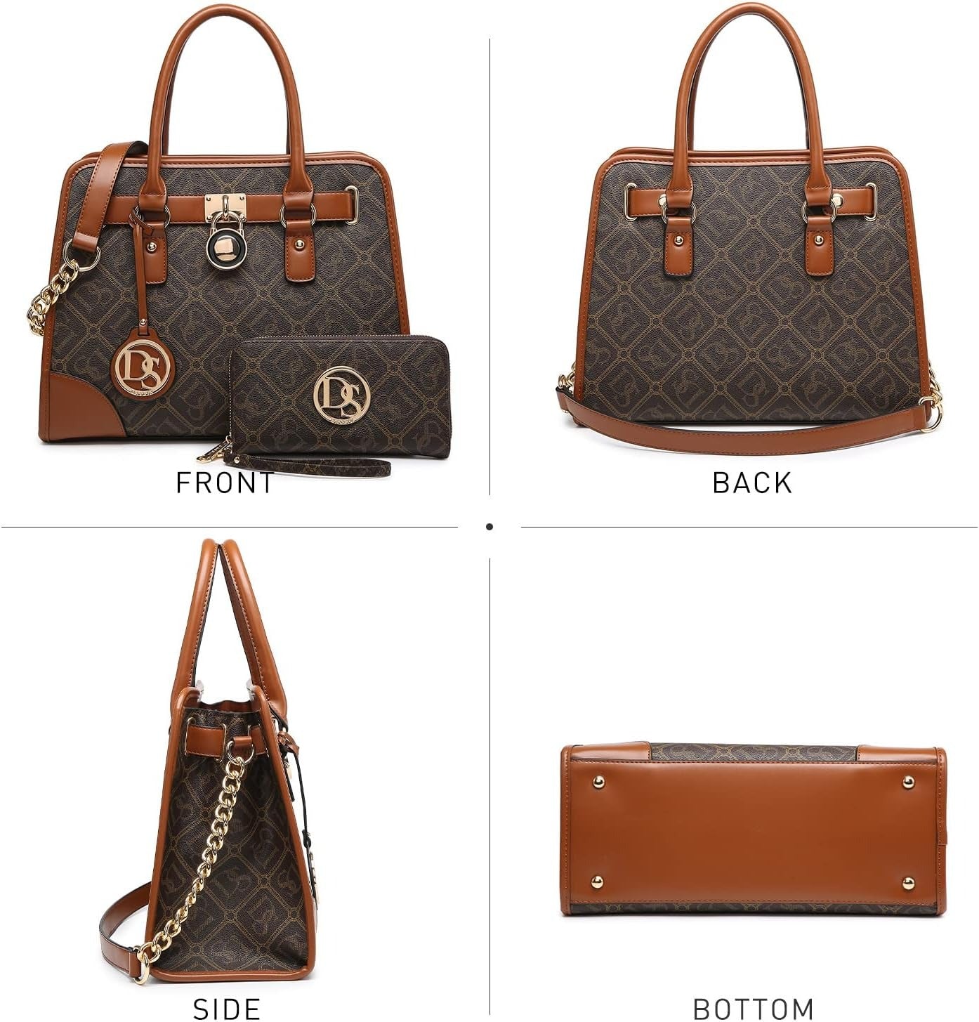 Women Handbags Top Handle Satchel Purse Shoulder Bag Hobo Bag Work Bag Set 2pcs