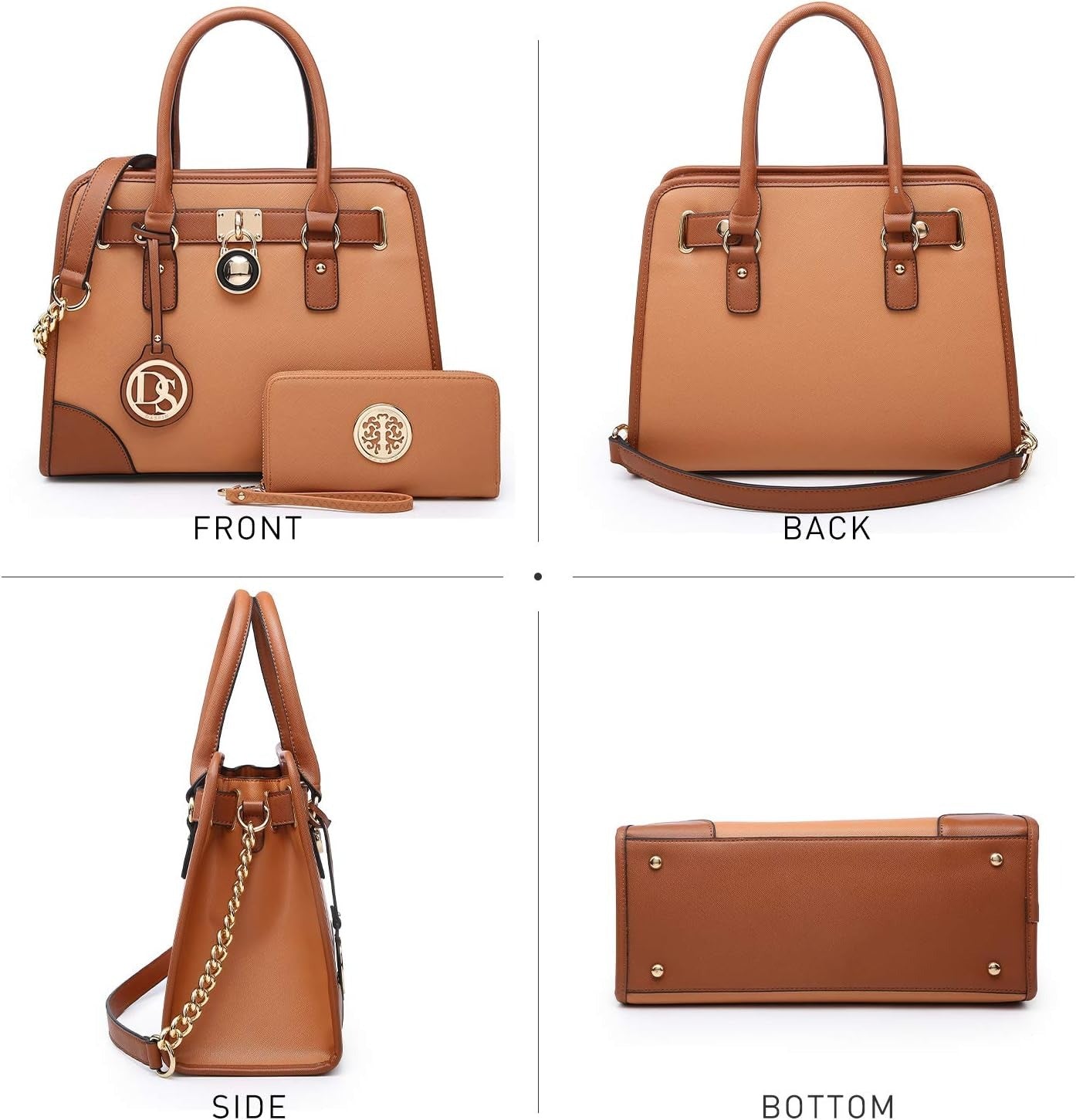 Women Handbags Top Handle Satchel Purse Shoulder Bag Hobo Bag Work Bag Set 2pcs