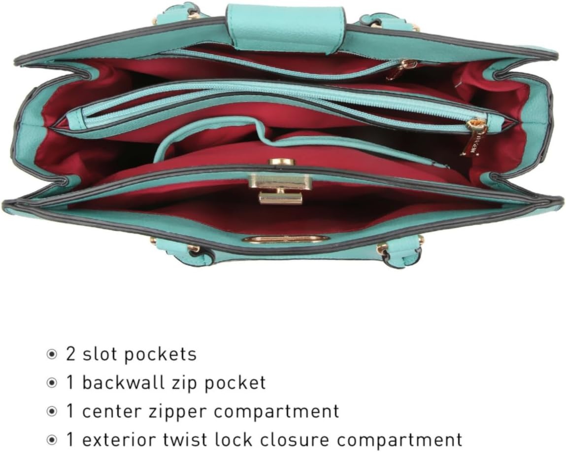 Women Handbags Purses Ladies Work Purse Satchel Tote Top Handle Shoulder Bags with Matching Clutch