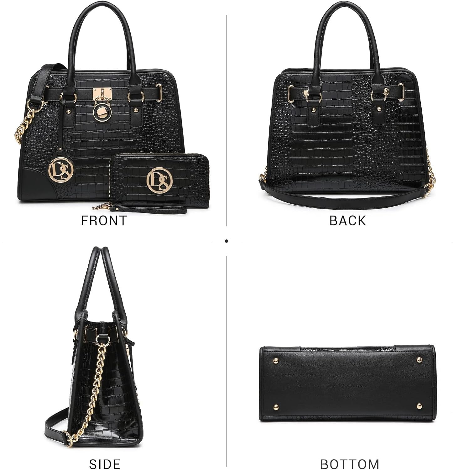 Women Handbags Top Handle Satchel Purse Shoulder Bag Hobo Bag Work Bag Set 2pcs