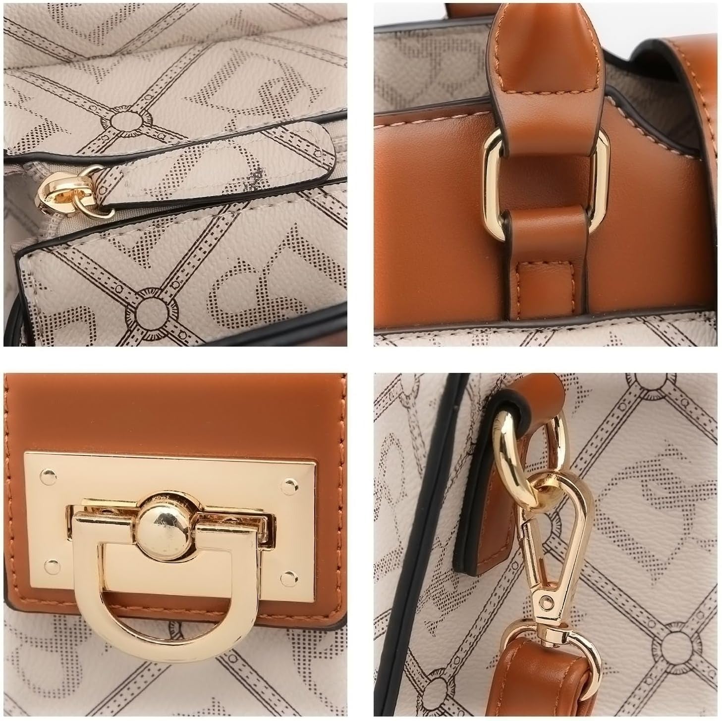 Handbags for Women Purses Monogram Satchel Purse Large Tote Ladies Handbag Shoulder Bags Top Handle Work Bag 2pcs Set