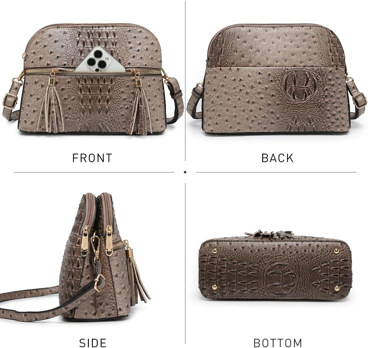 Women Tassel Zipper Pocket Crossbody Bag Shoulder Purse Fashion Travel Bag