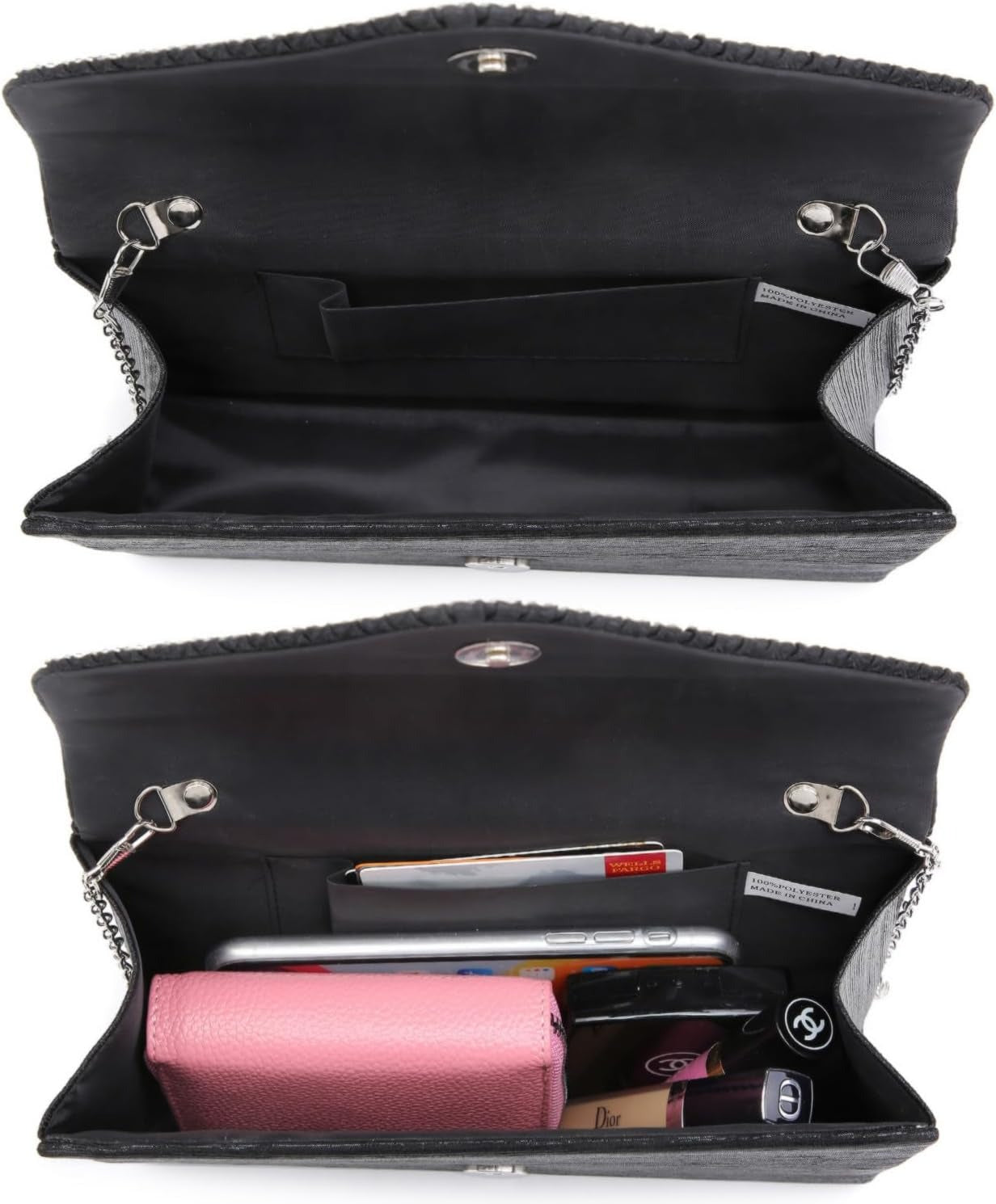 Ladies Frosted Satin Evening Clutch Purse Bag Crossbody Handbags Party Prom Wedding Envelope