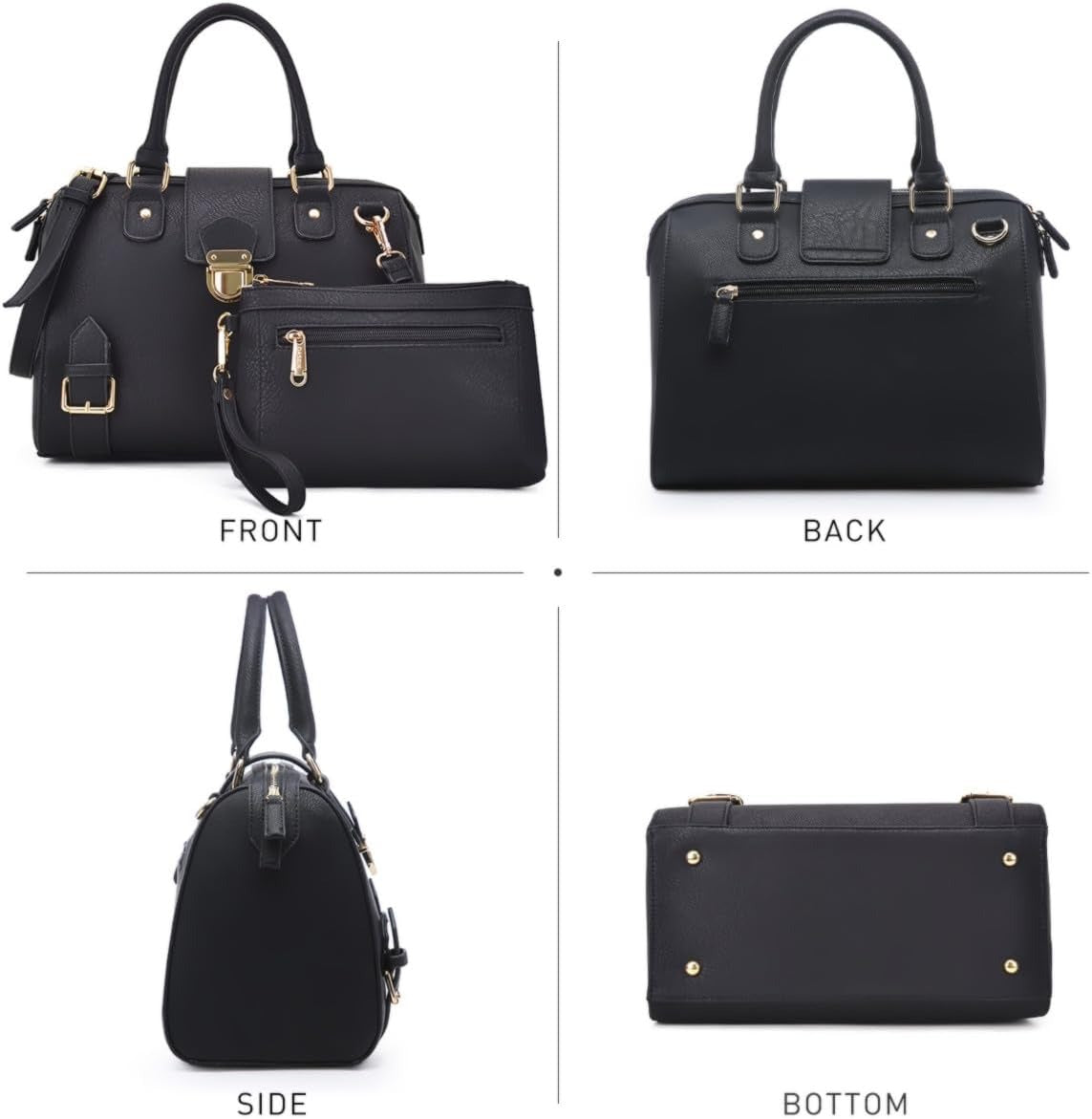 Women Barrel Handbags Fashion Satchel Bags Top Handle Shoulder Purses Vegan Leather Work Tote