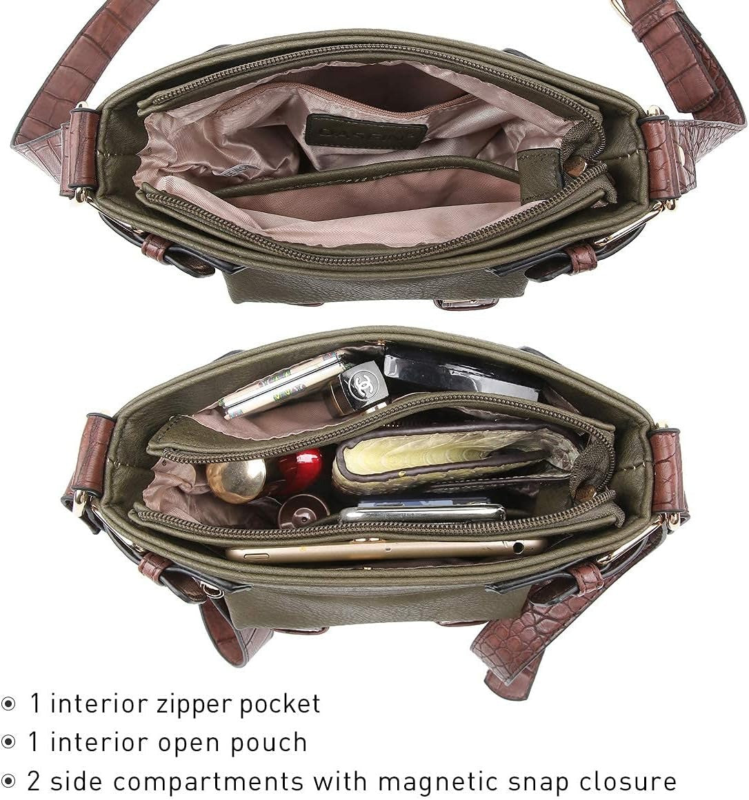 Women Lightweight Crossbody Bags Soft Vegan Leather Messenger Bag Shoulder Bag Travel Purse