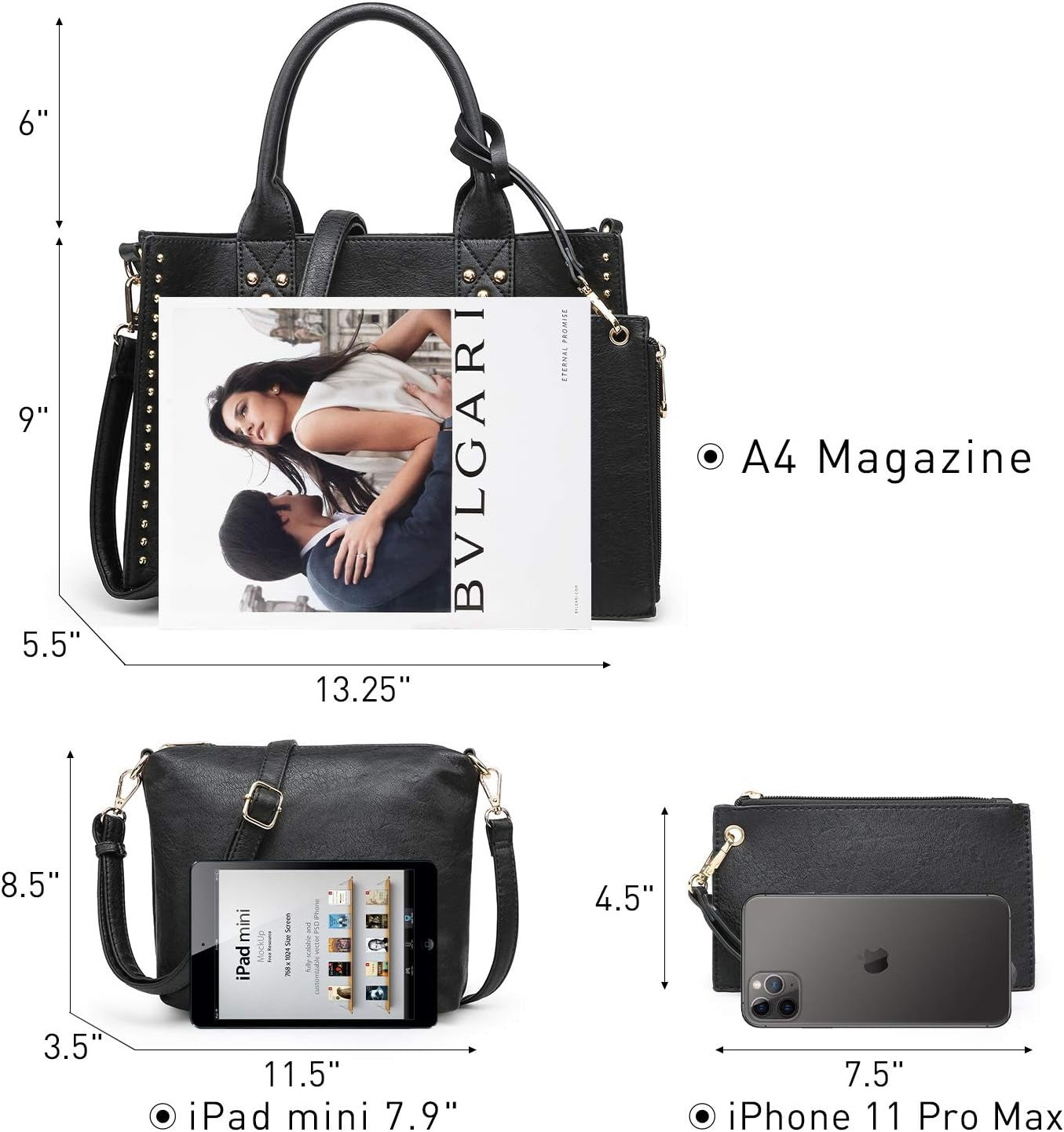 Purses Handbags for Women Tote Wallet Set Top Handle Satchel Shoulder Hobo Bag 3pcs