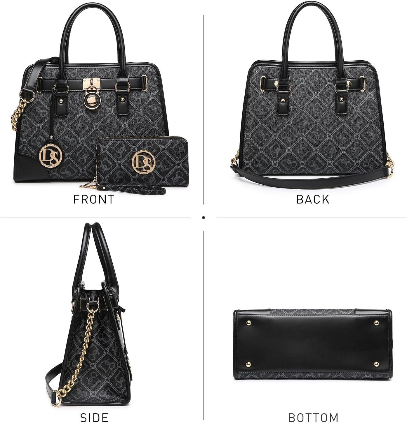 Women Handbags Top Handle Satchel Purse Shoulder Bag Hobo Bag Work Bag Set 2pcs