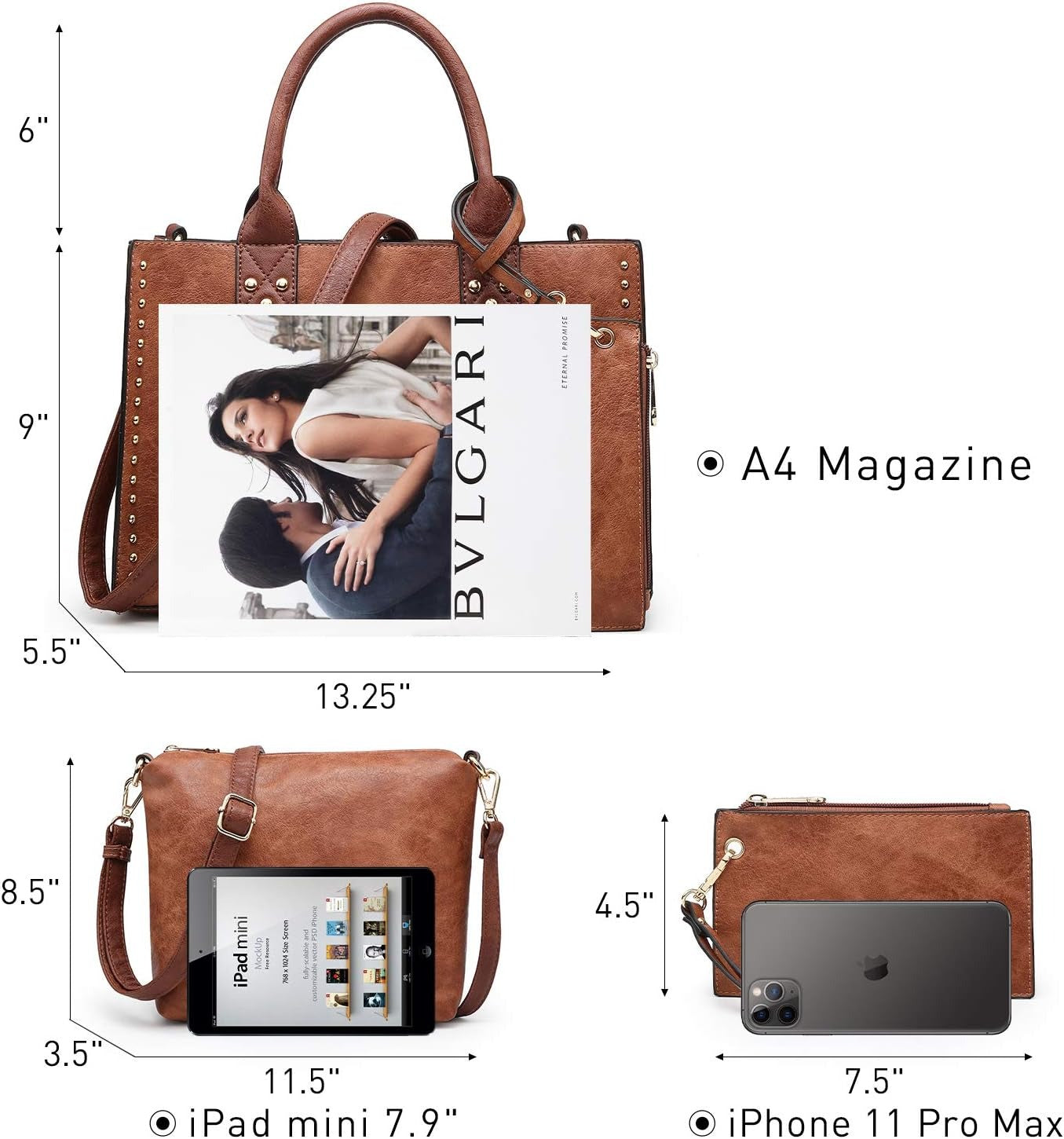 Purses Handbags for Women Tote Wallet Set Top Handle Satchel Shoulder Hobo Bag 3pcs