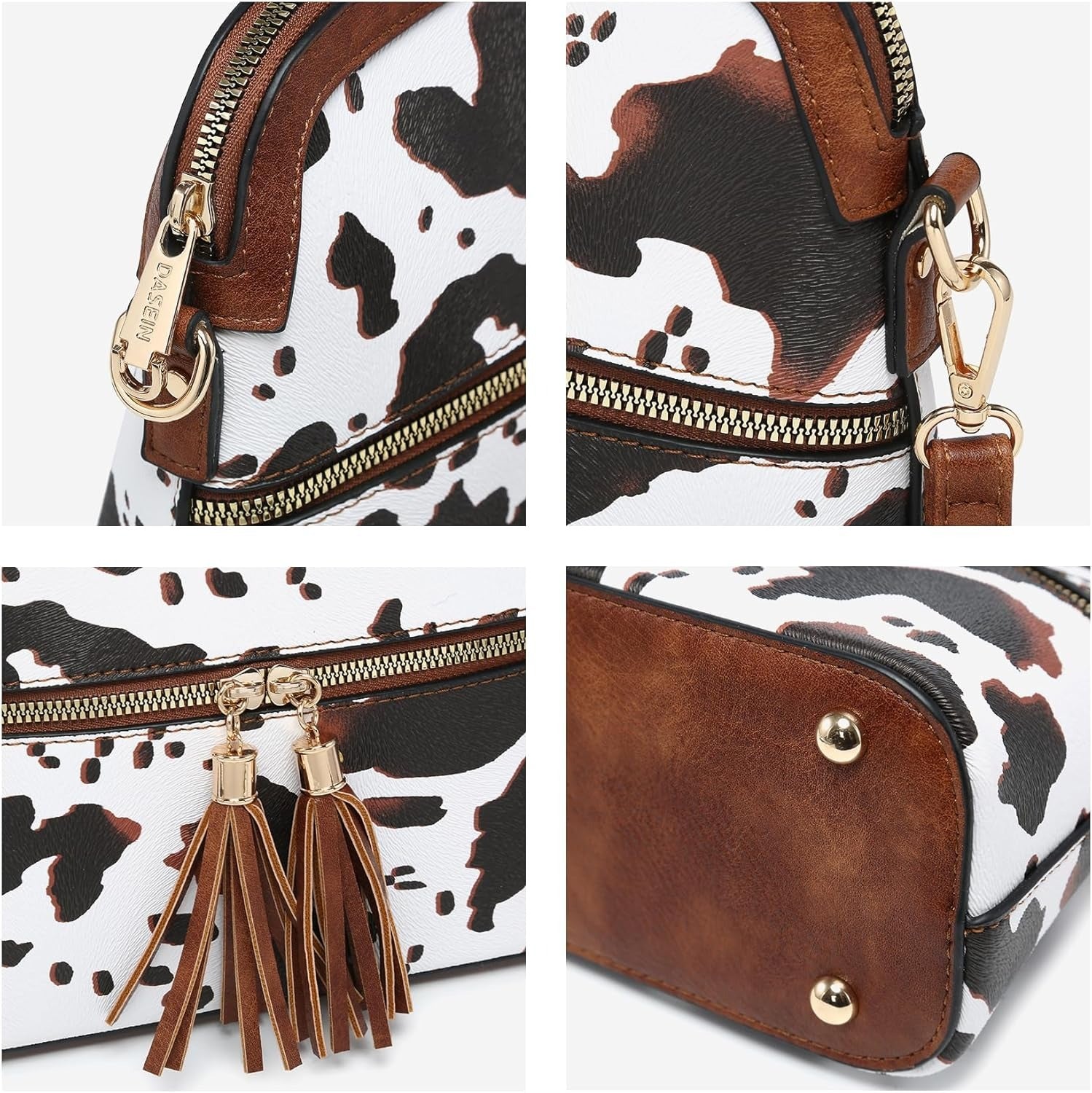 Women Tassel Zipper Pocket Crossbody Bag Shoulder Purse Fashion Travel Bag with Multi Pockets
