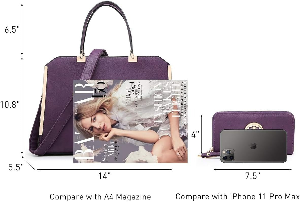 Women Purses and Handbags Top Handle Satchel Bags Large Shoulder Work Bag Tote with Wallet