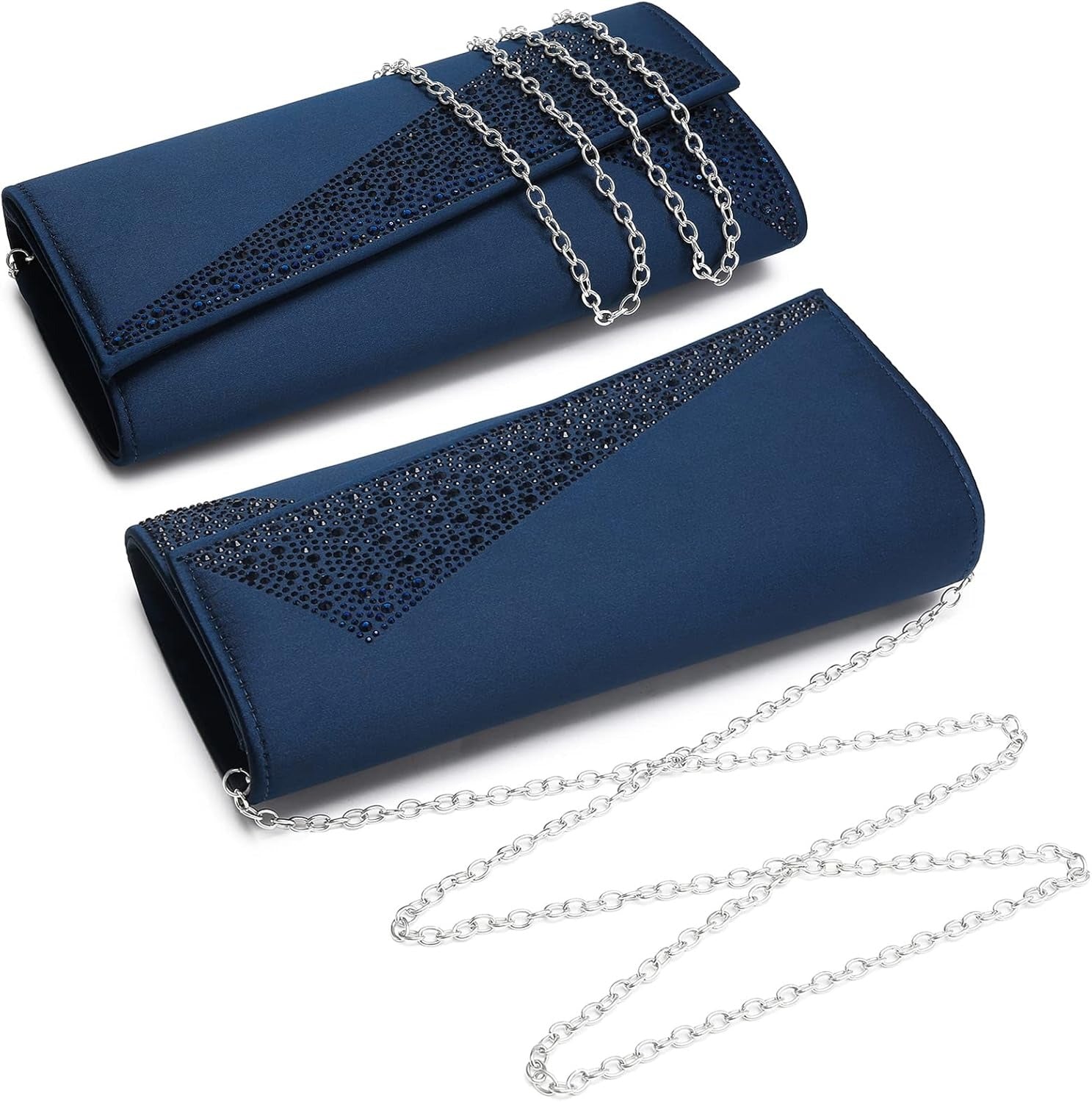 Women's Satin Rhinestone Clutch Evening Bags Sparkle Glitter Shiny Purse Handbag for Party Wedding Cocktail Prom