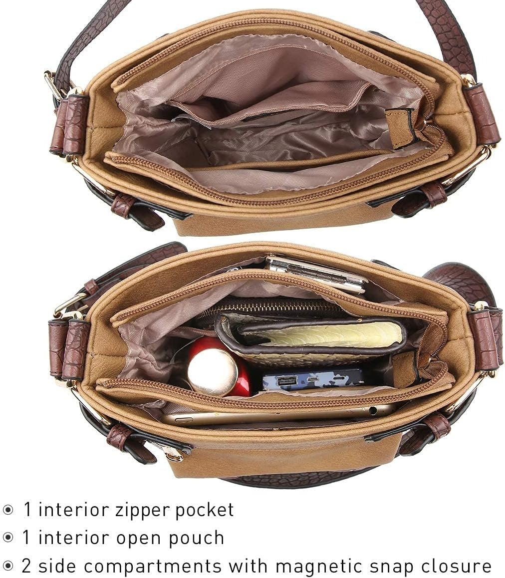 Women Lightweight Crossbody Bags Soft Vegan Leather Messenger Bag Shoulder Bag Travel Purse