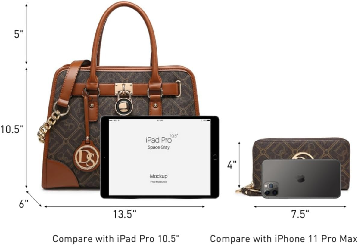Women Handbags Top Handle Satchel Purse Shoulder Bag Hobo Bag Work Bag Set 2pcs