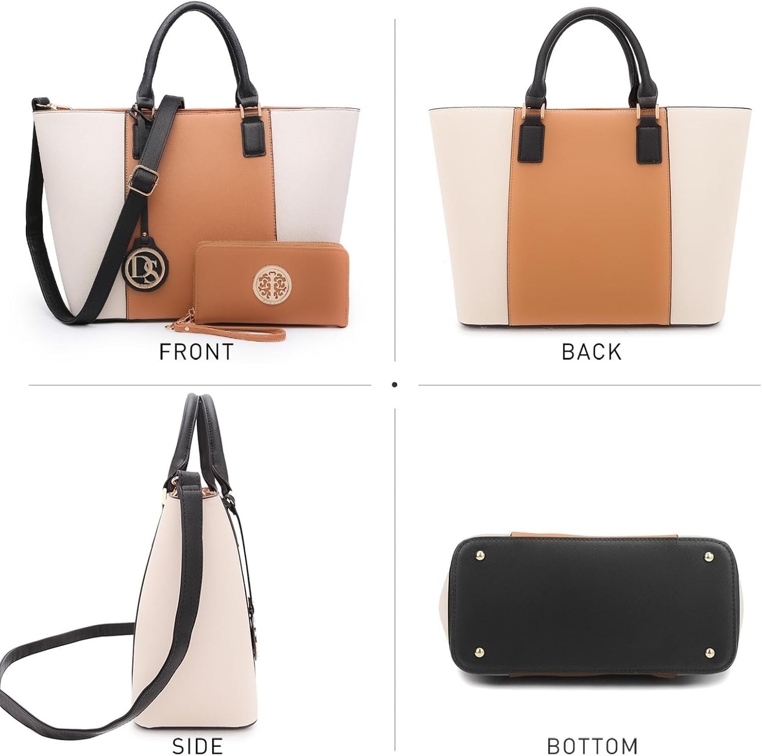 Satchel Purse Handbag for Women Large Shoulder Work Tote Bag With Matching Wallet