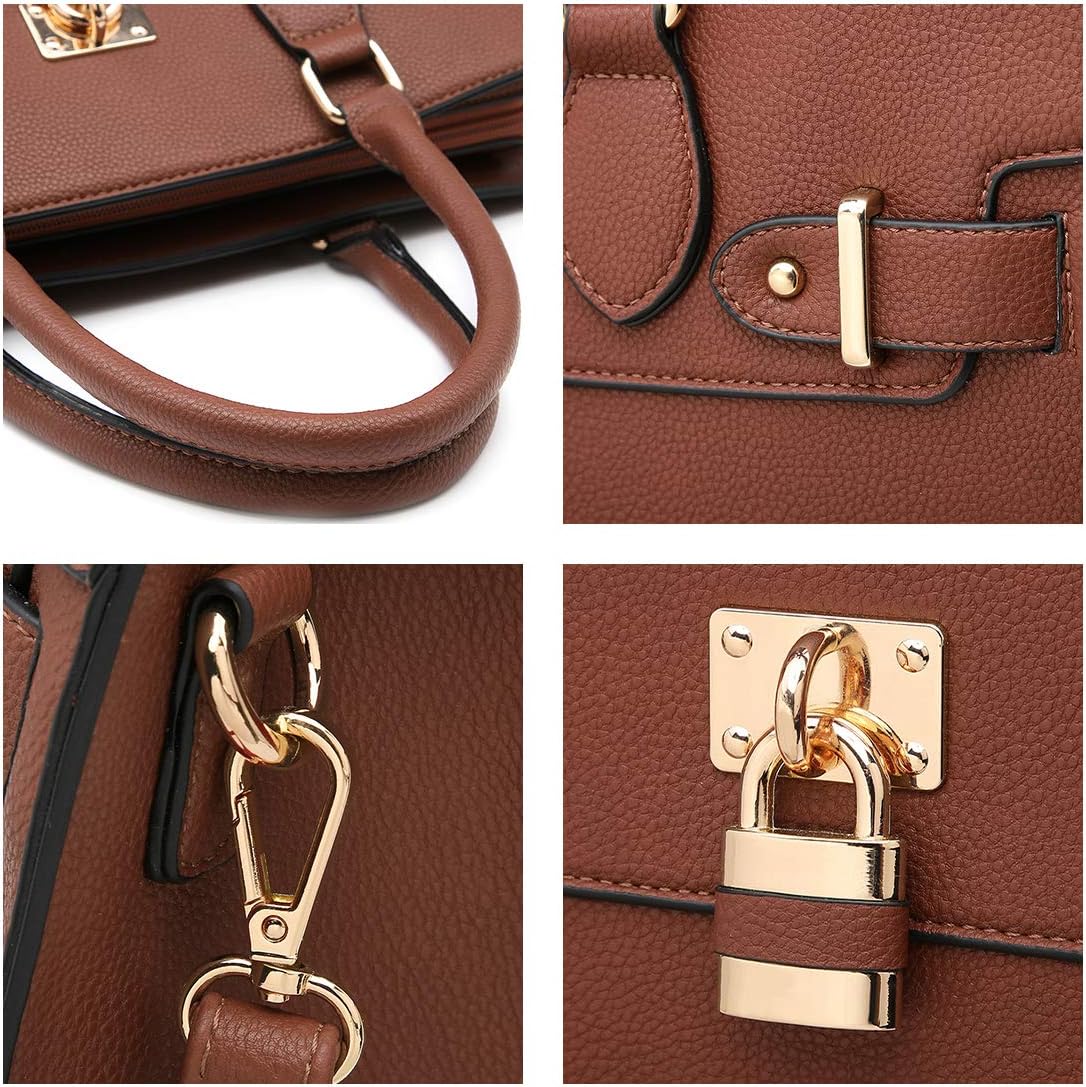 Women Handbags and Purses Ladies Shoulder Bag Top Handle Satchel Tote Work Bag with Matching Clutch