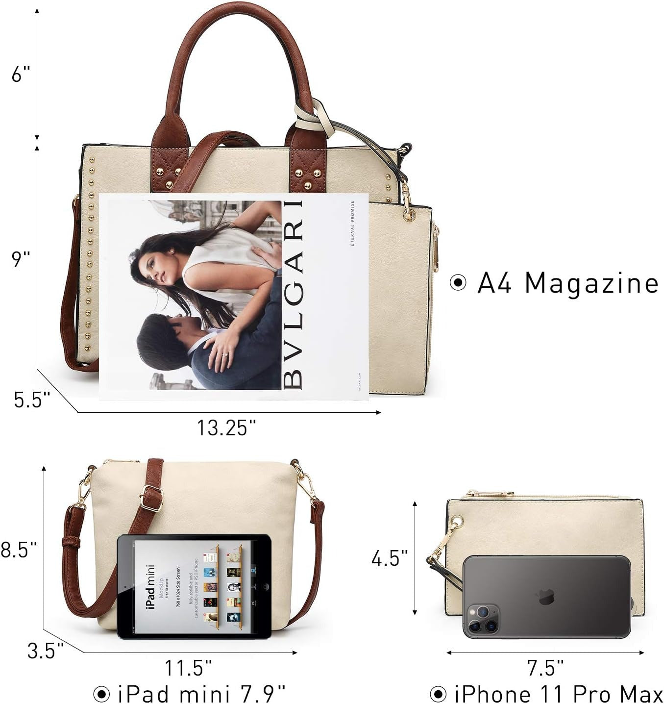 Purses Handbags for Women Tote Wallet Set Top Handle Satchel Shoulder Hobo Bag 3pcs
