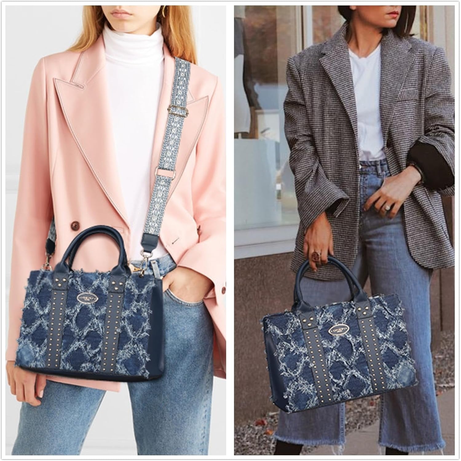 Denim Purses Handbags for Women Tote Wallet Set Top Handle Satchel Shoulder Hobo Bag