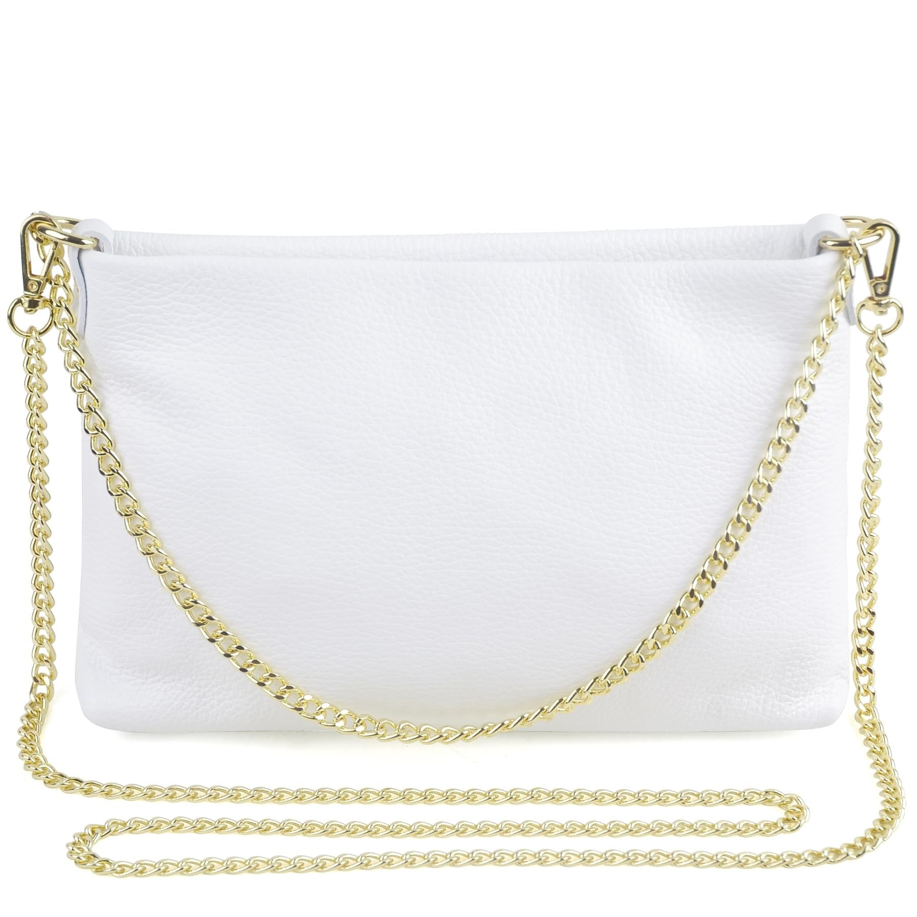 Italian Genuine Leather Handbag for Women Clutch Evening Bag Gold Chain Strap Shoulder Bag Crossbody Purse