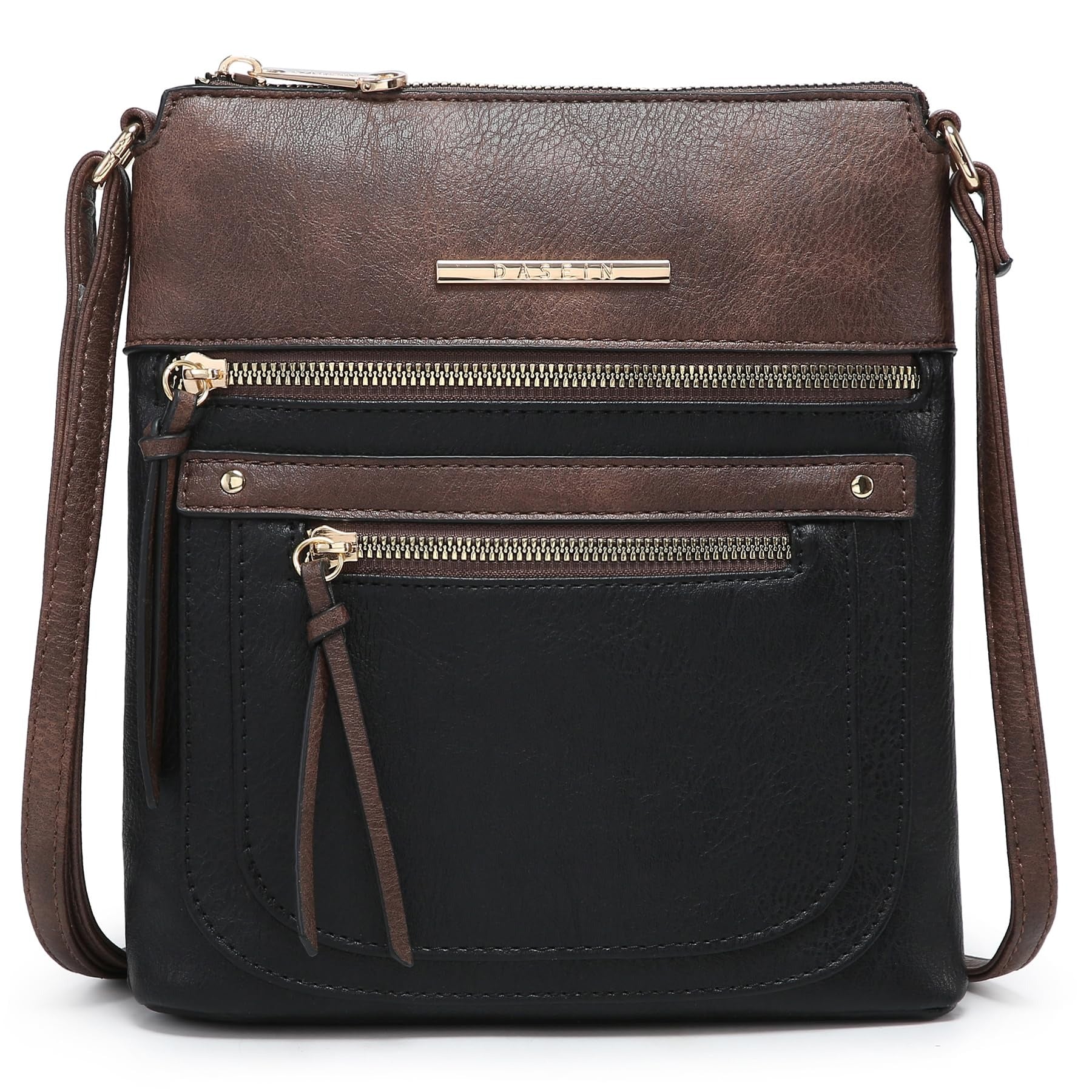 Crossbody Purse for Women Vegan Leather Shoulder Handbags Messenger Bags with Multi Zipper Pockets