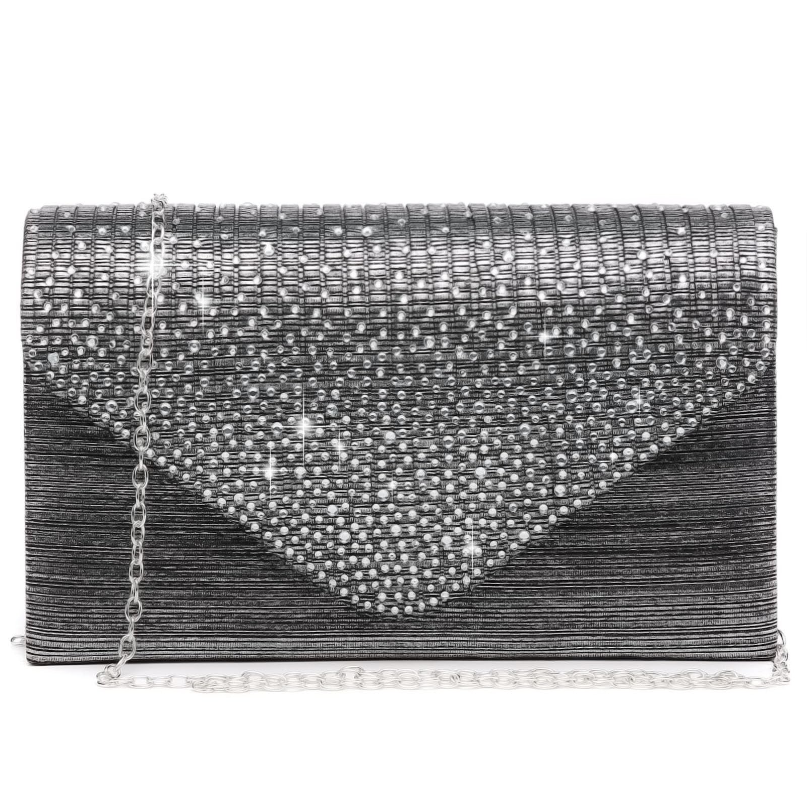 Ladies Frosted Satin Evening Clutch Purse Bag Crossbody Handbags Party Prom Wedding Envelope