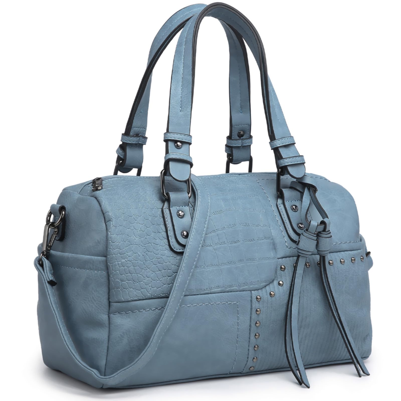 Women Soft Vegan Leather Barrel Bags Large Hobo Top Handle Work Totes Satchel Handbags Shoulder Purse
