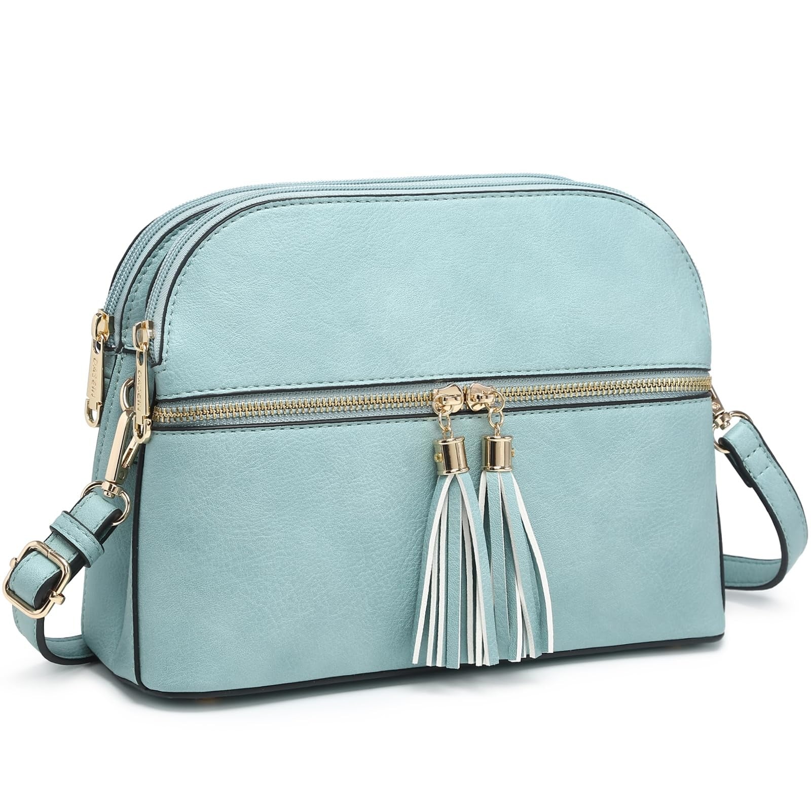 Women Tassel Zipper Pocket Crossbody Bag Shoulder Purse Fashion Travel Bag with Multi Pockets