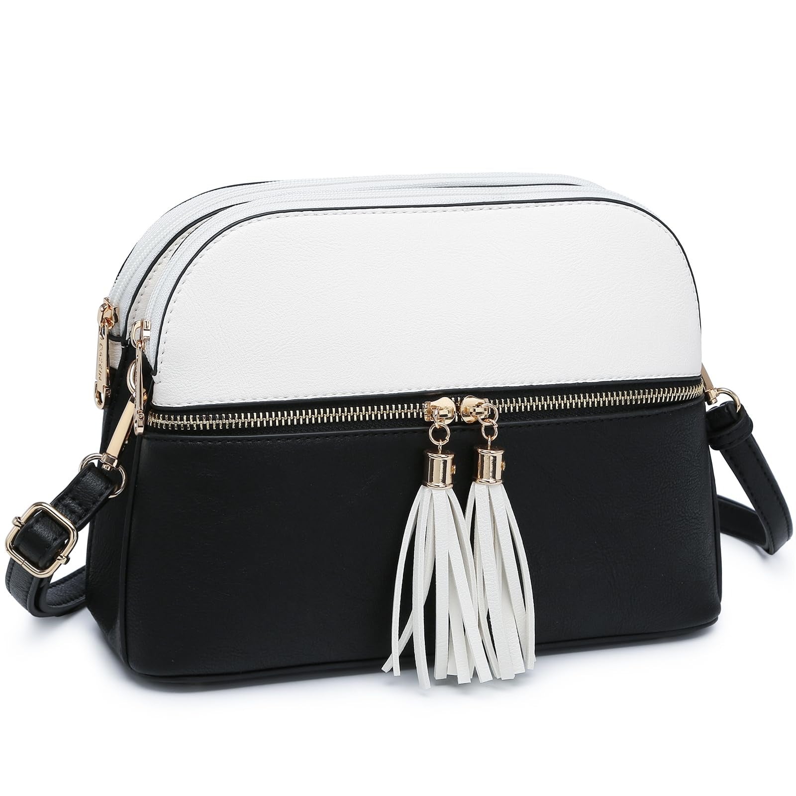 Women Tassel Zipper Pocket Crossbody Bag Shoulder Purse Fashion Travel Bag with Multi Pockets