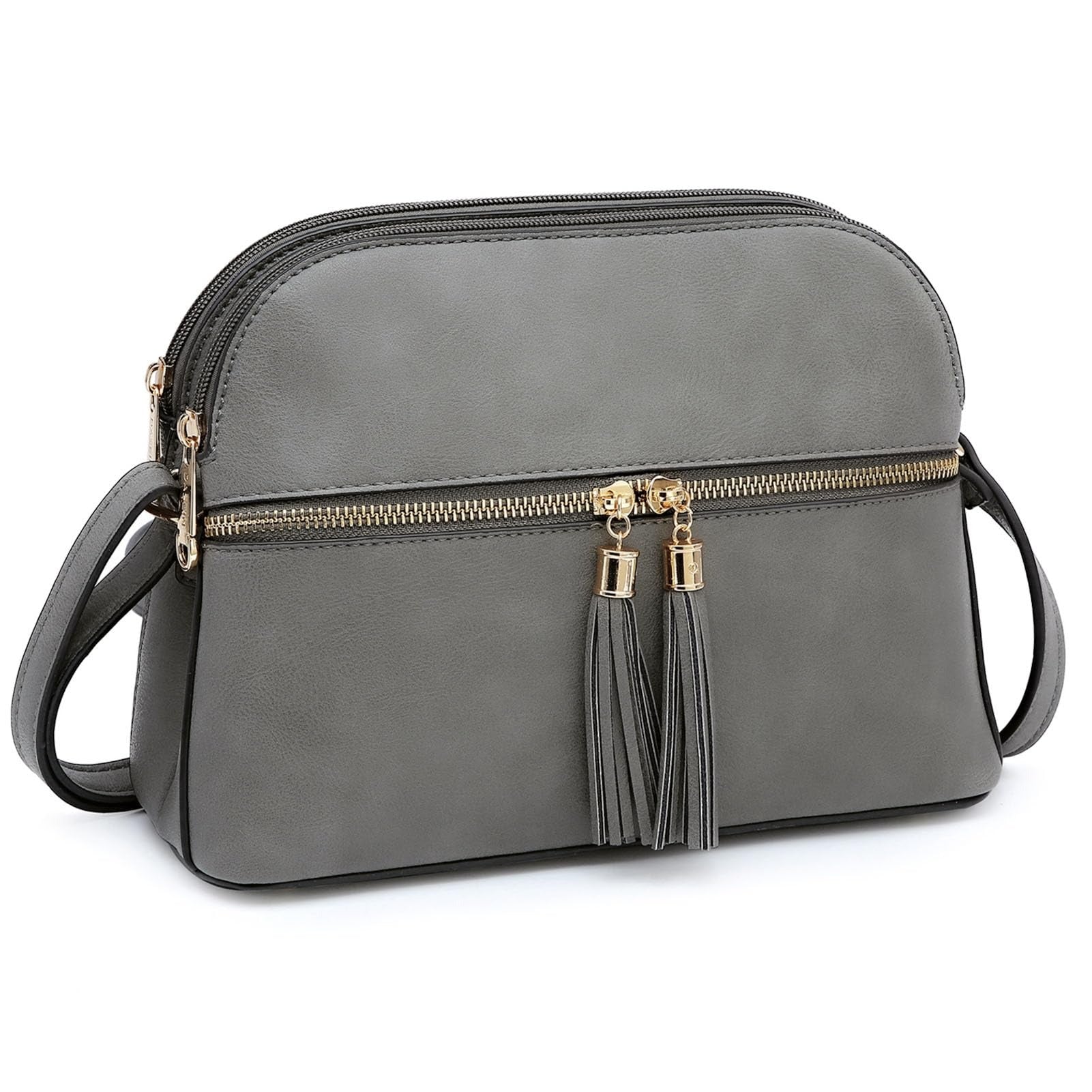 Women Tassel Zipper Pocket Crossbody Bag Shoulder Purse Fashion Travel Bag with Multi Pockets