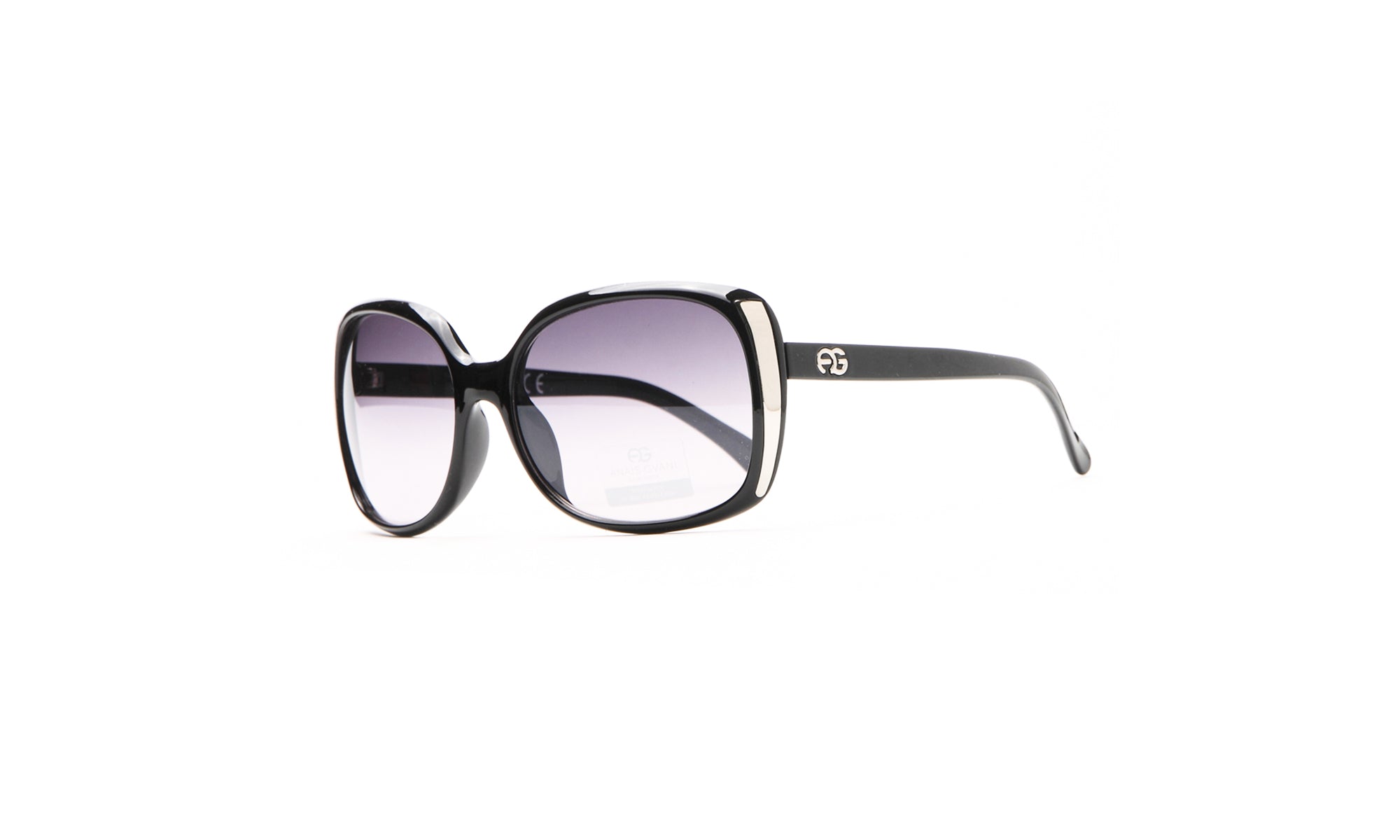 Dasein Feminine Fashion Thick Frame Sunglasses with Stripe Accent