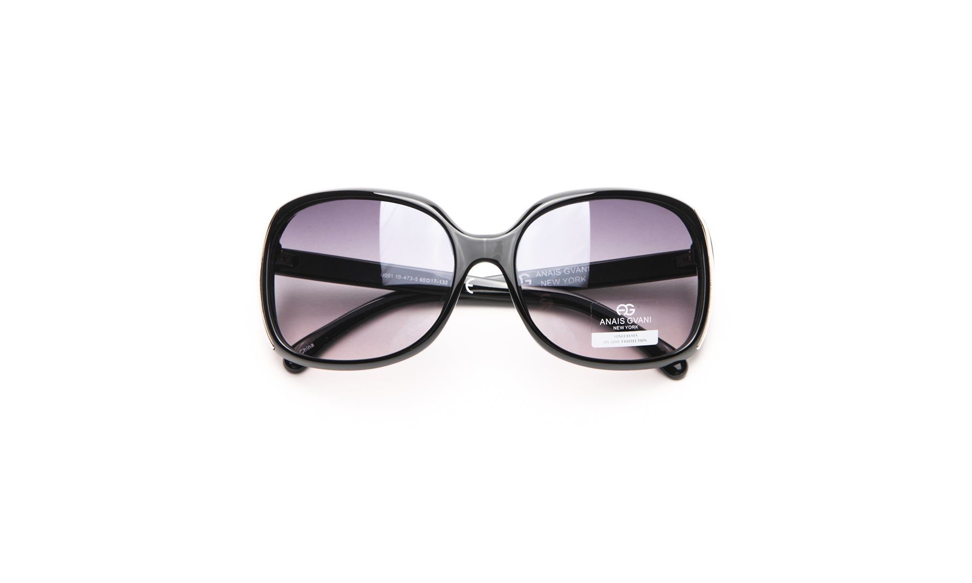 Dasein Feminine Fashion Thick Frame Sunglasses with Stripe Accent