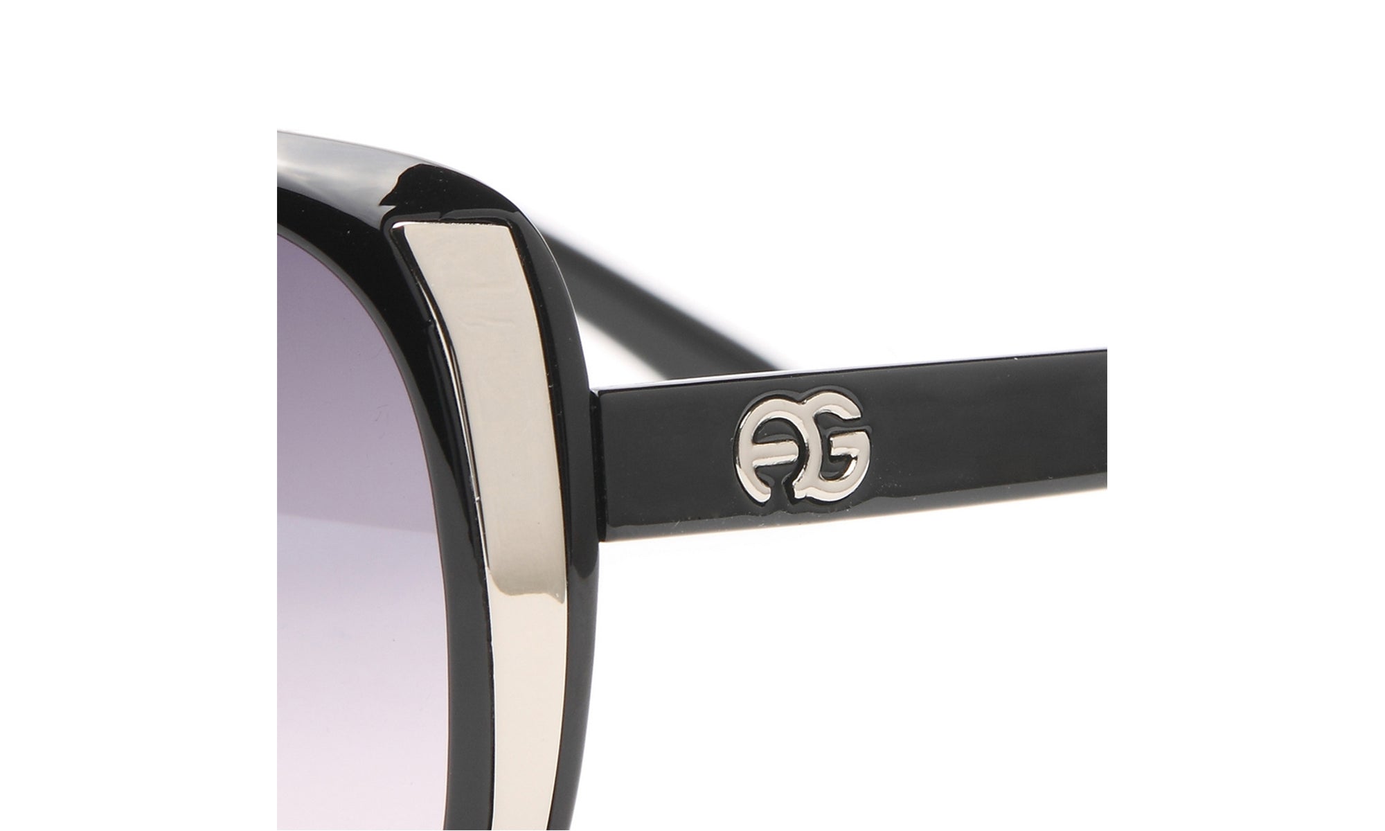 Dasein Feminine Fashion Thick Frame Sunglasses with Stripe Accent